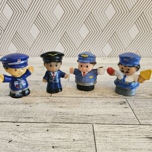 Little People Figures Lot: Police Officer Pilot Pilot Crossing Guard